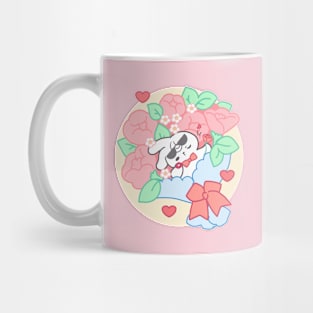 Cute Bunny Loppi Tokki Waves Hello from a Giant Flower Bouquet! Mug